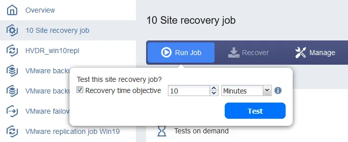 Disaster recovery testing includes testing recovery time objective